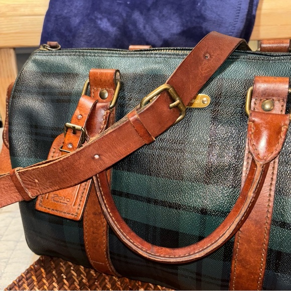 Rare find ✨ POLO Ralph Lauren Vintage Boston Tartan Crossbody Duffel Travel Bag - Picture 4 of 16